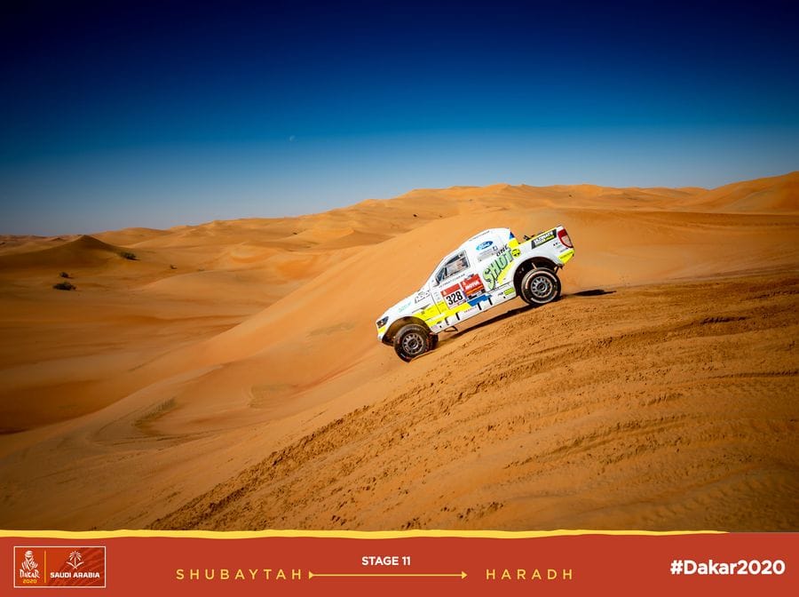 Jedenáctá etapa Rallye Dakar: Stíhací jízda zezadu, lehké zapadnutí v dunách a vyhlížení dakarského cíle