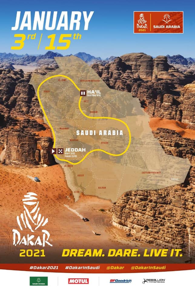 DAKAR 2021 – 100% Saúdská Arábie 100% nová trať